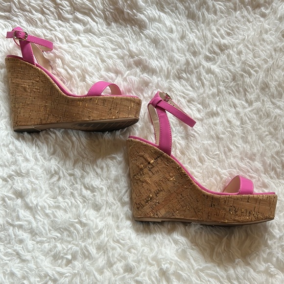 Qupid Pink Strappy Wedge Sandals - Picture 4 of 7